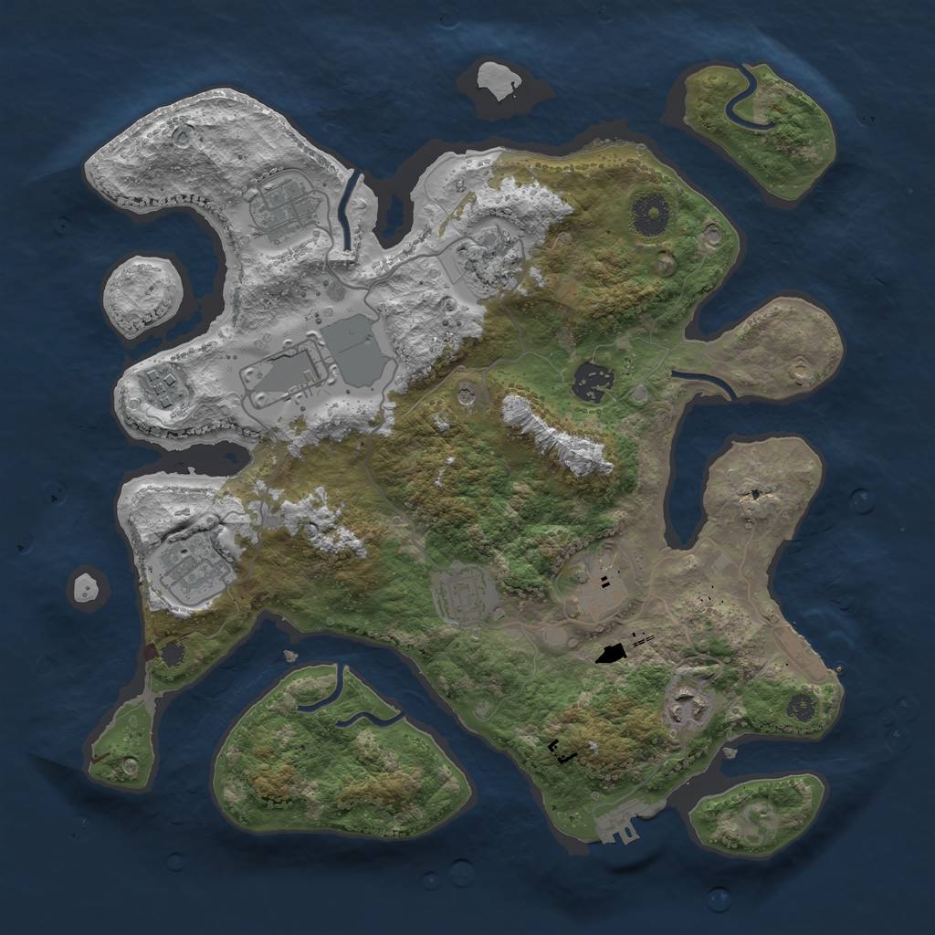 Rust Map: Procedural Map, Size: 3500, Seed: 265559, 14 Monuments