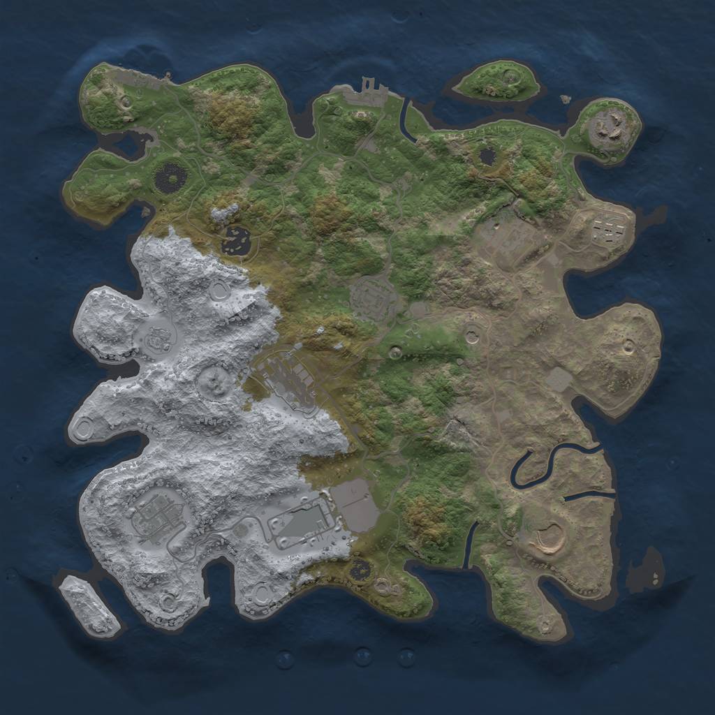 Rust Map: Procedural Map, Size: 3500, Seed: 519768, 16 Monuments