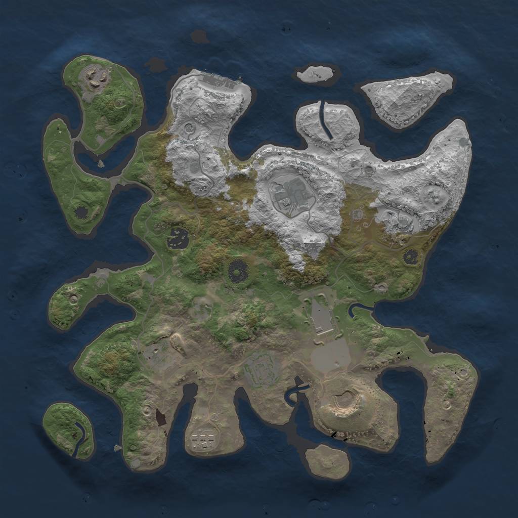 Rust Map: Procedural Map, Size: 3500, Seed: 651149, 13 Monuments