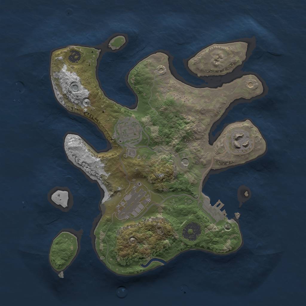 Rust Map: Procedural Map, Size: 2500, Seed: 2026932044, 7 Monuments