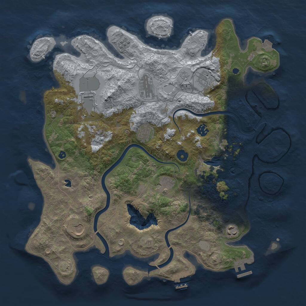 Rust Map: Procedural Map, Size: 4000, Seed: 745785, 16 Monuments
