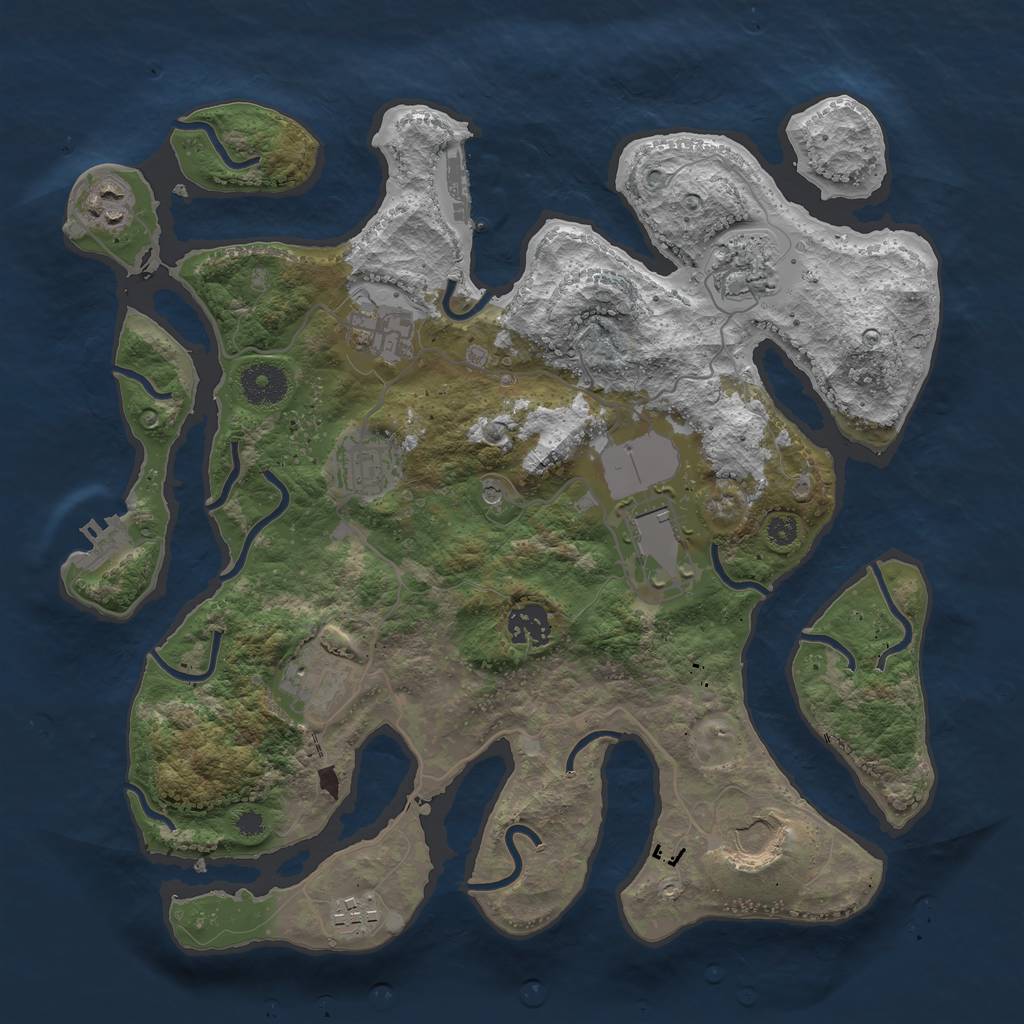 Rust Map: Procedural Map, Size: 3500, Seed: 660697, 14 Monuments