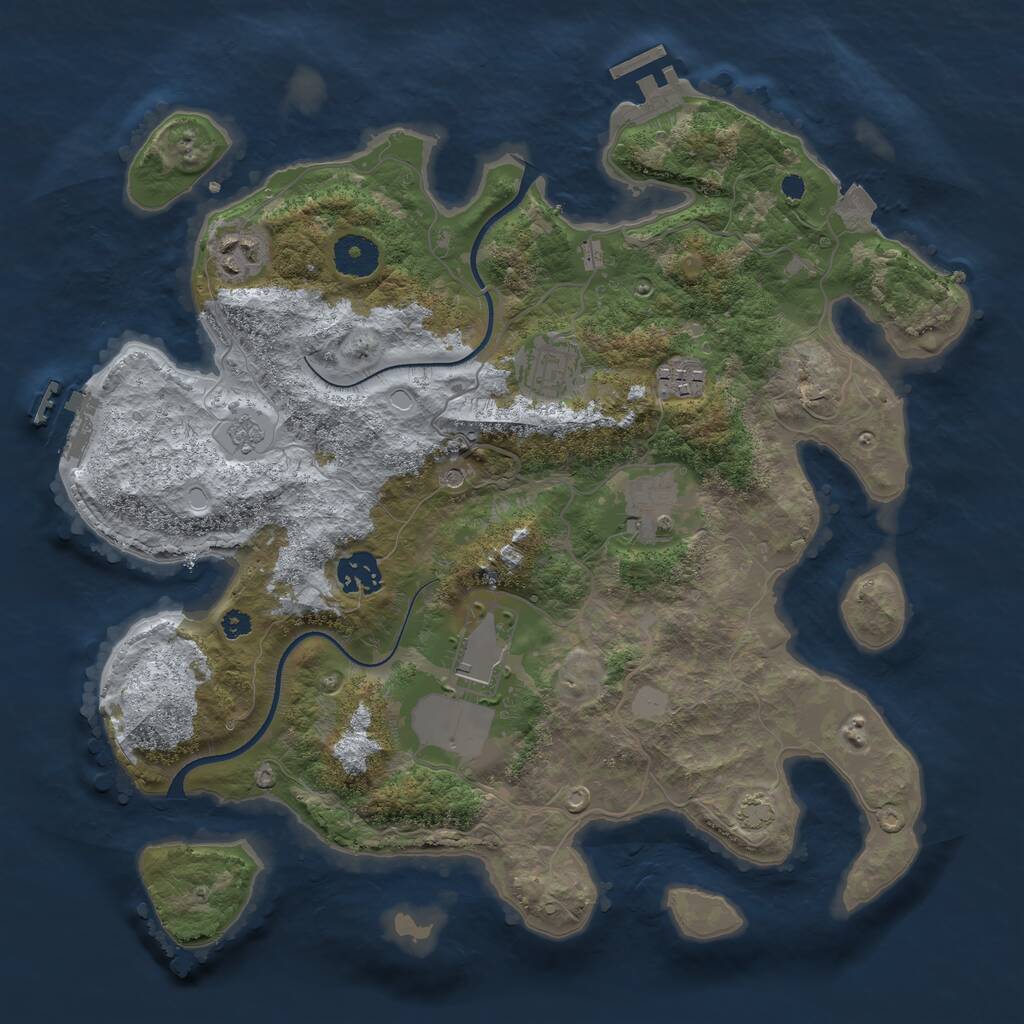 Rust Map: Procedural Map, Size: 3500, Seed: 269034, 12 Monuments