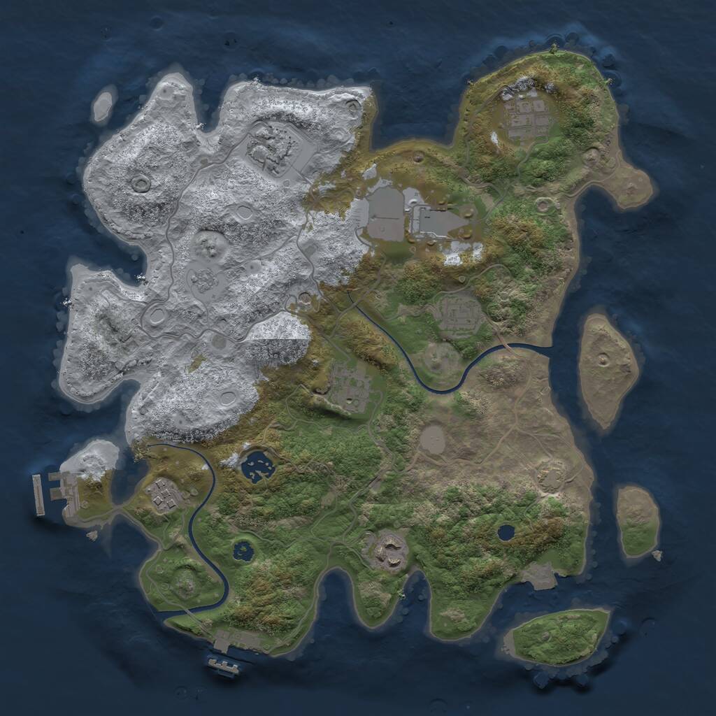 Rust Map: Procedural Map, Size: 3500, Seed: 307931, 14 Monuments