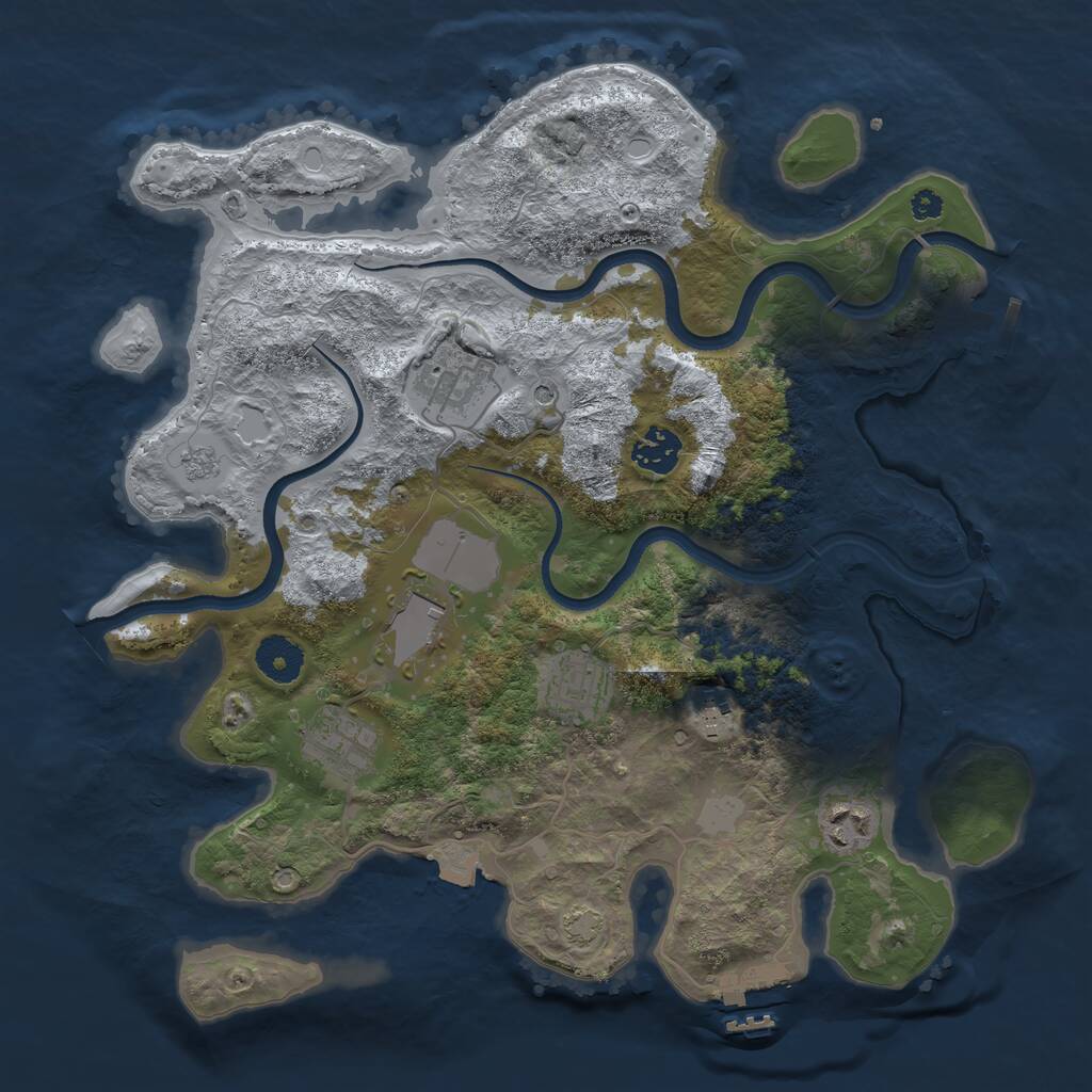 Rust Map: Procedural Map, Size: 3500, Seed: 124208, 13 Monuments