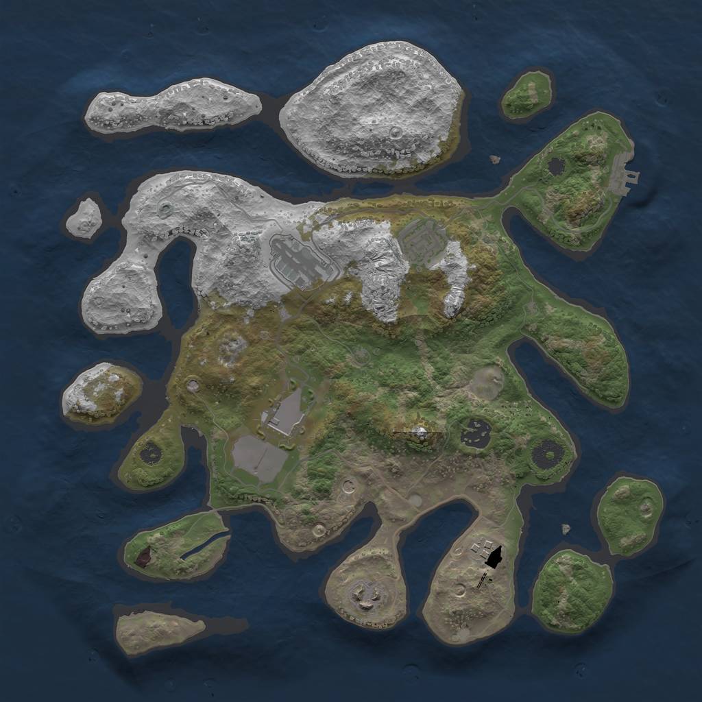 Rust Map: Procedural Map, Size: 3500, Seed: 124208, 10 Monuments