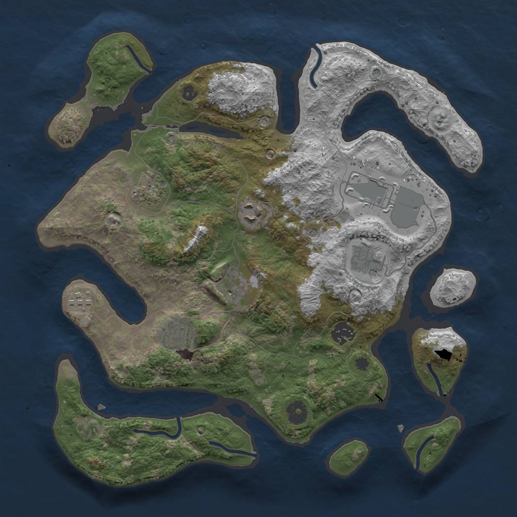 Rust Map: Procedural Map, Size: 3500, Seed: 855127, 11 Monuments