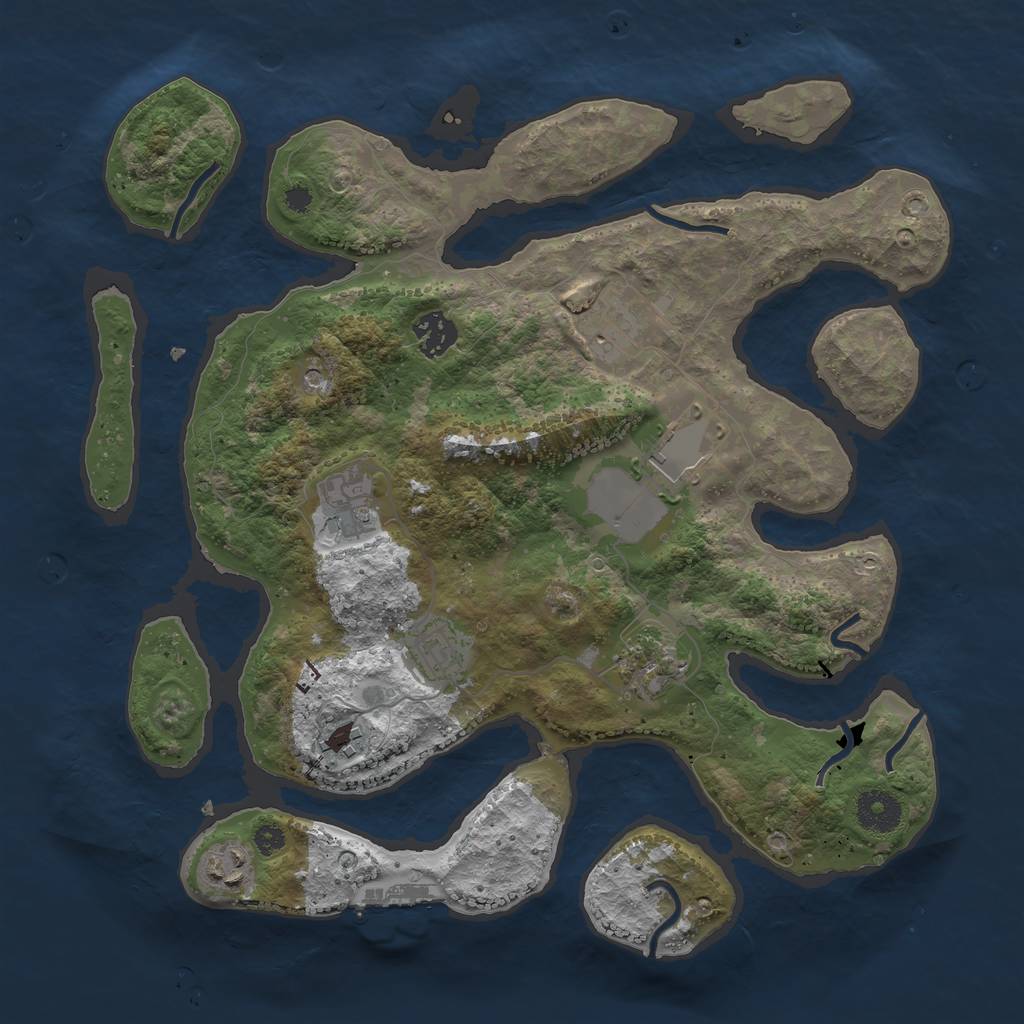 Rust Map: Procedural Map, Size: 3500, Seed: 967840, 12 Monuments