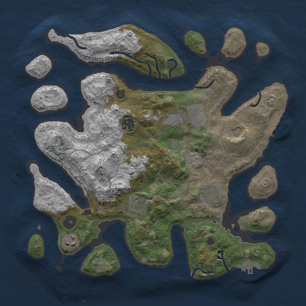 Rust Map: Procedural Map, Size: 3500, Seed: 909681, 12 Monuments