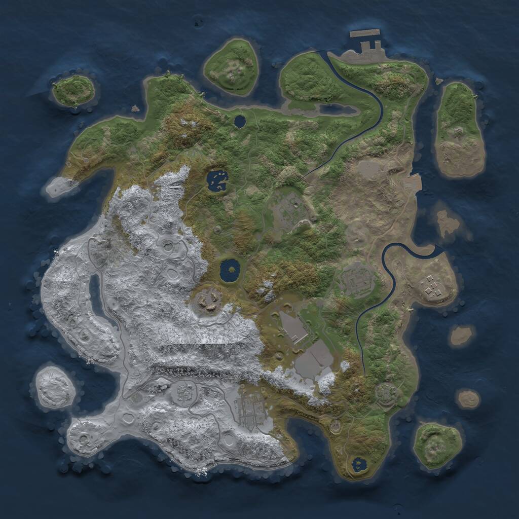 Rust Map: Procedural Map, Size: 3500, Seed: 237741, 12 Monuments