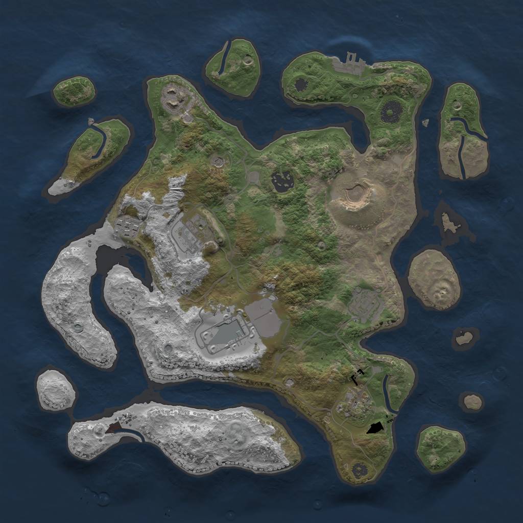 Rust Map: Procedural Map, Size: 3500, Seed: 237741, 12 Monuments