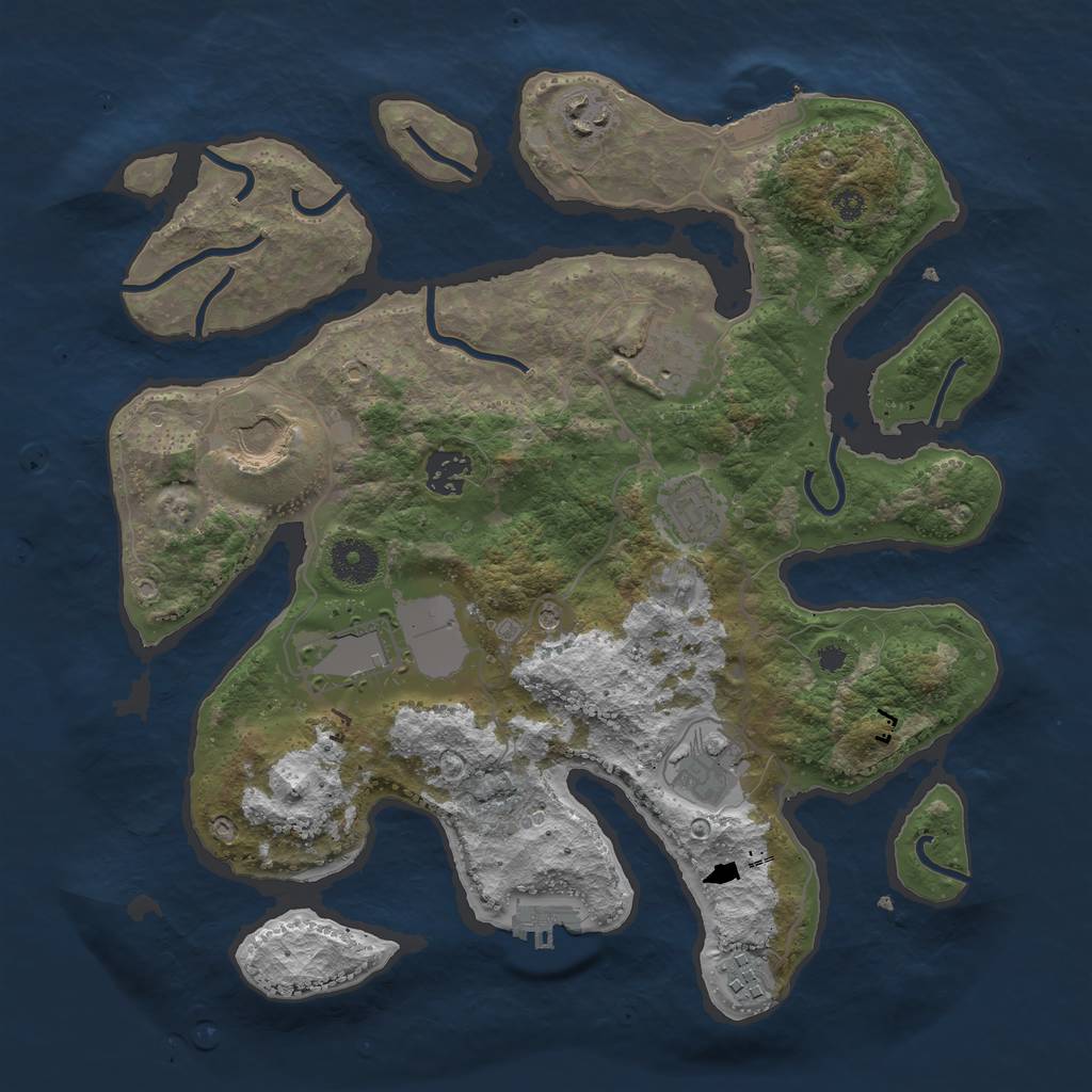 Rust Map: Procedural Map, Size: 3500, Seed: 624978, 13 Monuments