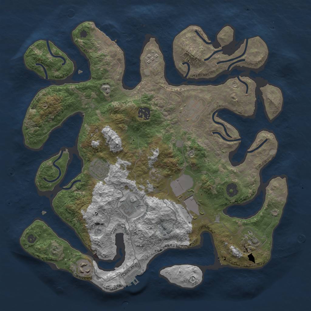 Rust Map: Procedural Map, Size: 3600, Seed: 88333, 13 Monuments