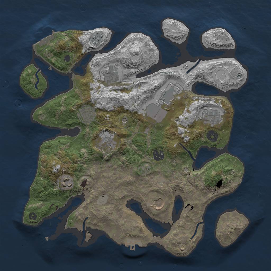 Rust Map: Procedural Map, Size: 3500, Seed: 933010424, 17 Monuments