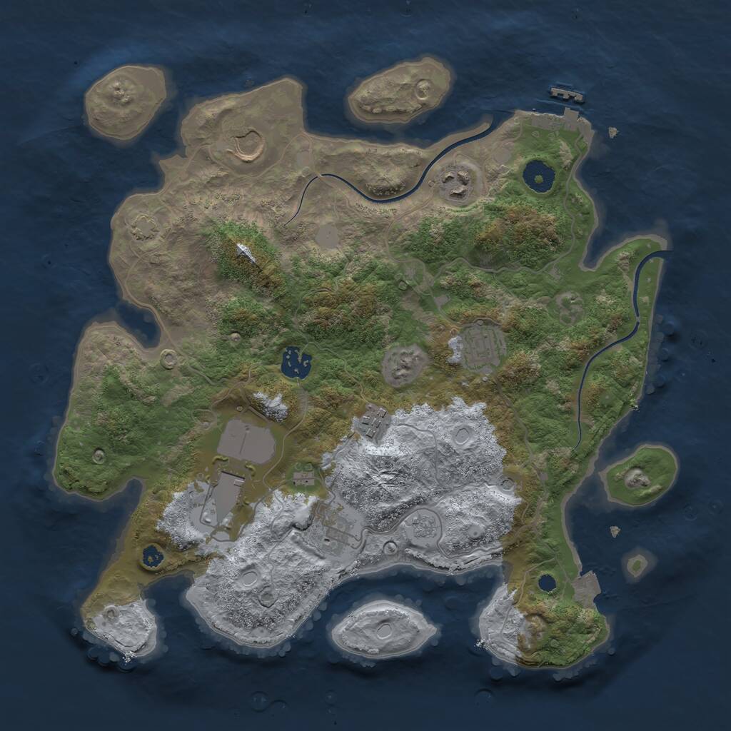 Rust Map: Procedural Map, Size: 3500, Seed: 781082918, 12 Monuments