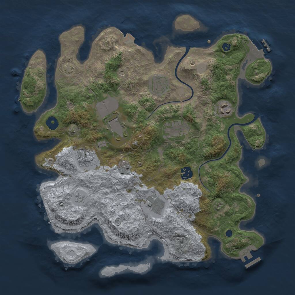 Rust Map: Procedural Map, Size: 3500, Seed: 899751, 14 Monuments