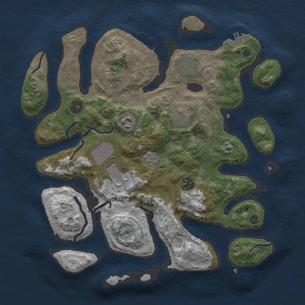 Rust Map: Procedural Map, Size: 3500, Seed: 899751, 12 Monuments