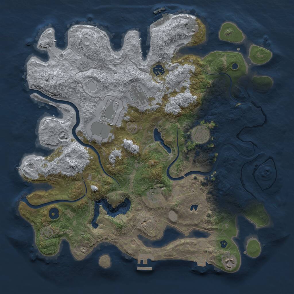 Rust Map: Procedural Map, Size: 4000, Seed: 1131274415, 13 Monuments