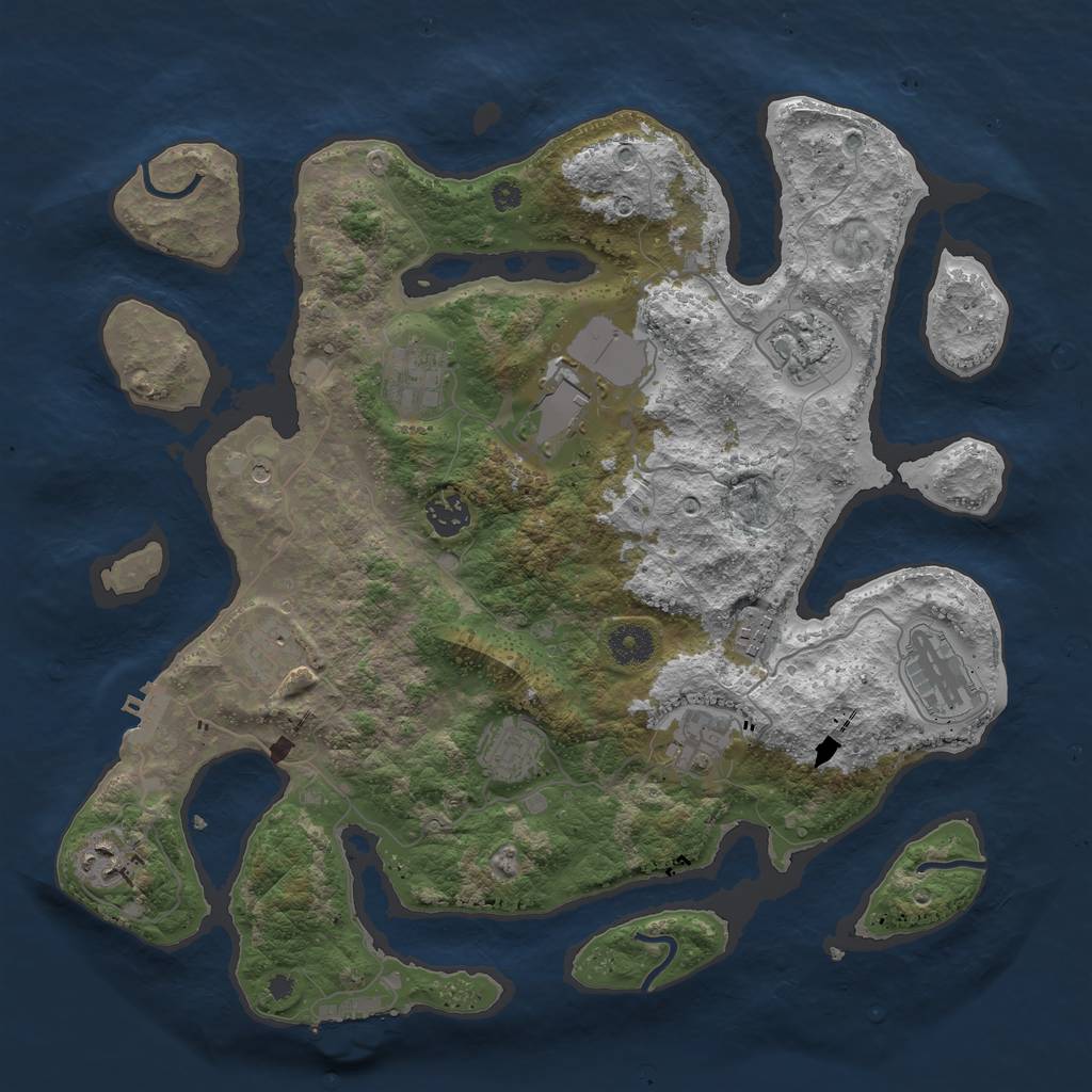 Rust Map: Procedural Map, Size: 3800, Seed: 708287917, 15 Monuments