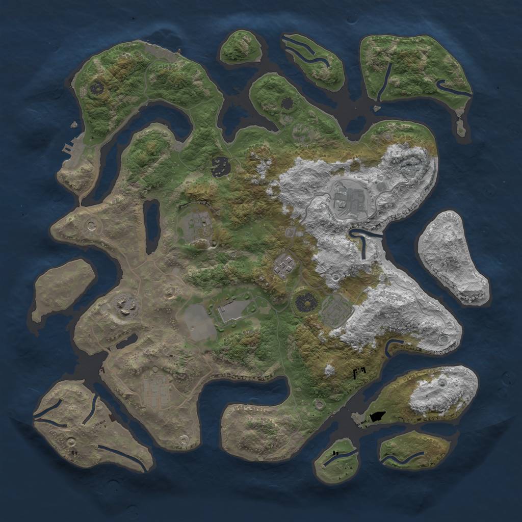 Rust Map: Procedural Map, Size: 3800, Seed: 132506, 13 Monuments