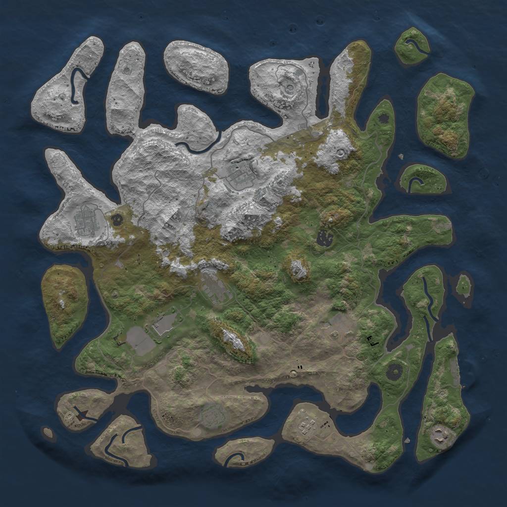 Rust Map: Procedural Map, Size: 4500, Seed: 52506, 13 Monuments
