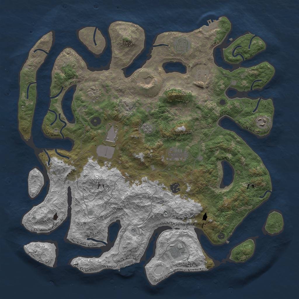 Rust Map: Procedural Map, Size: 4500, Seed: 12506, 18 Monuments