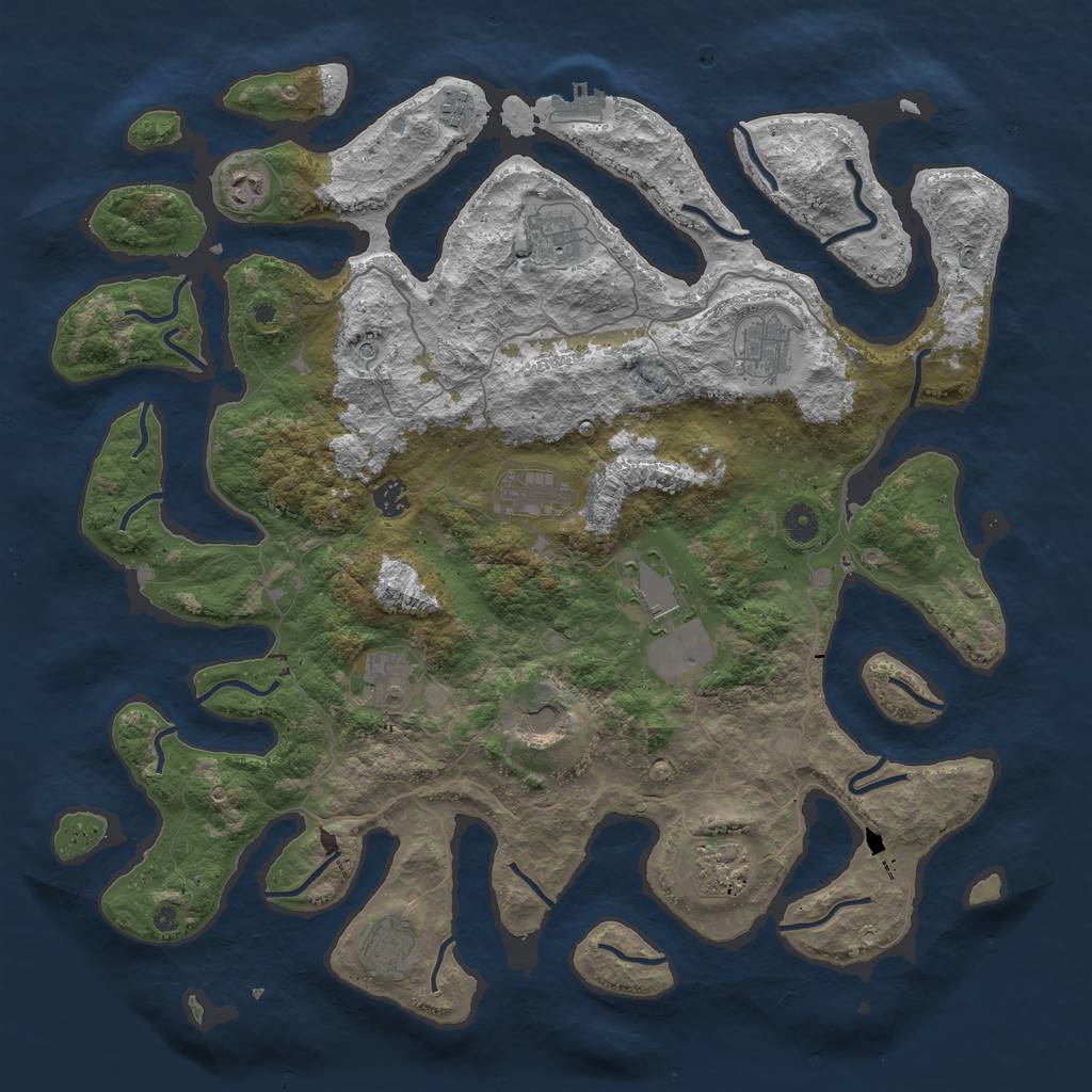 Rust Map: Procedural Map, Size: 4500, Seed: 142506, 15 Monuments