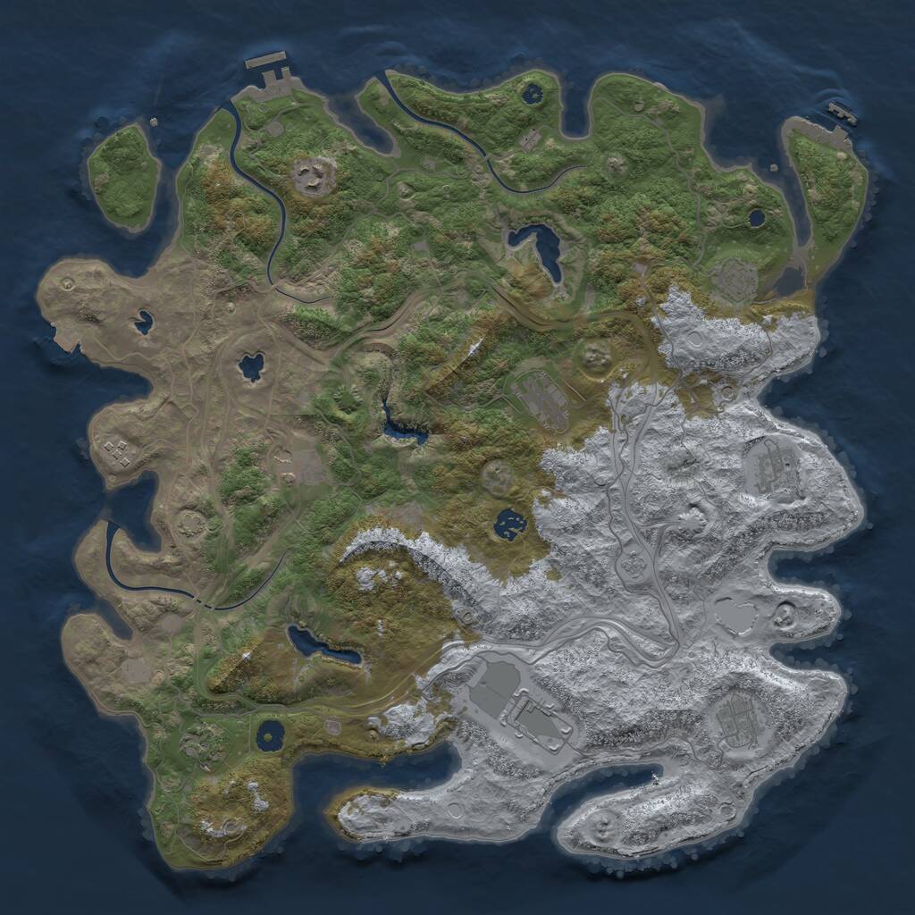 Rust Map: Procedural Map, Size: 4500, Seed: 82506, 16 Monuments