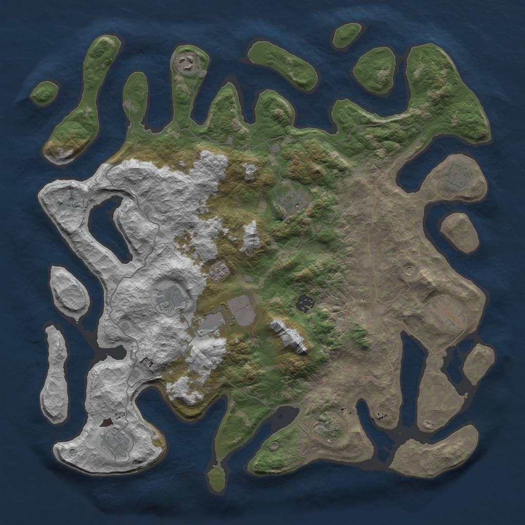 Rust Map: Barren, Size: 4500, Seed: 42506, 13 Monuments