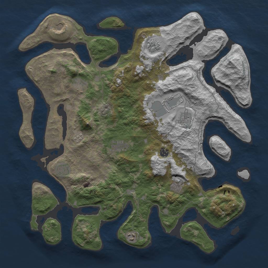 Rust Map: Barren, Size: 4500, Seed: 62506, 14 Monuments