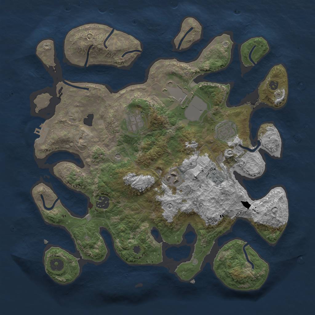 Rust Map: Procedural Map, Size: 3500, Seed: 78329812, 10 Monuments