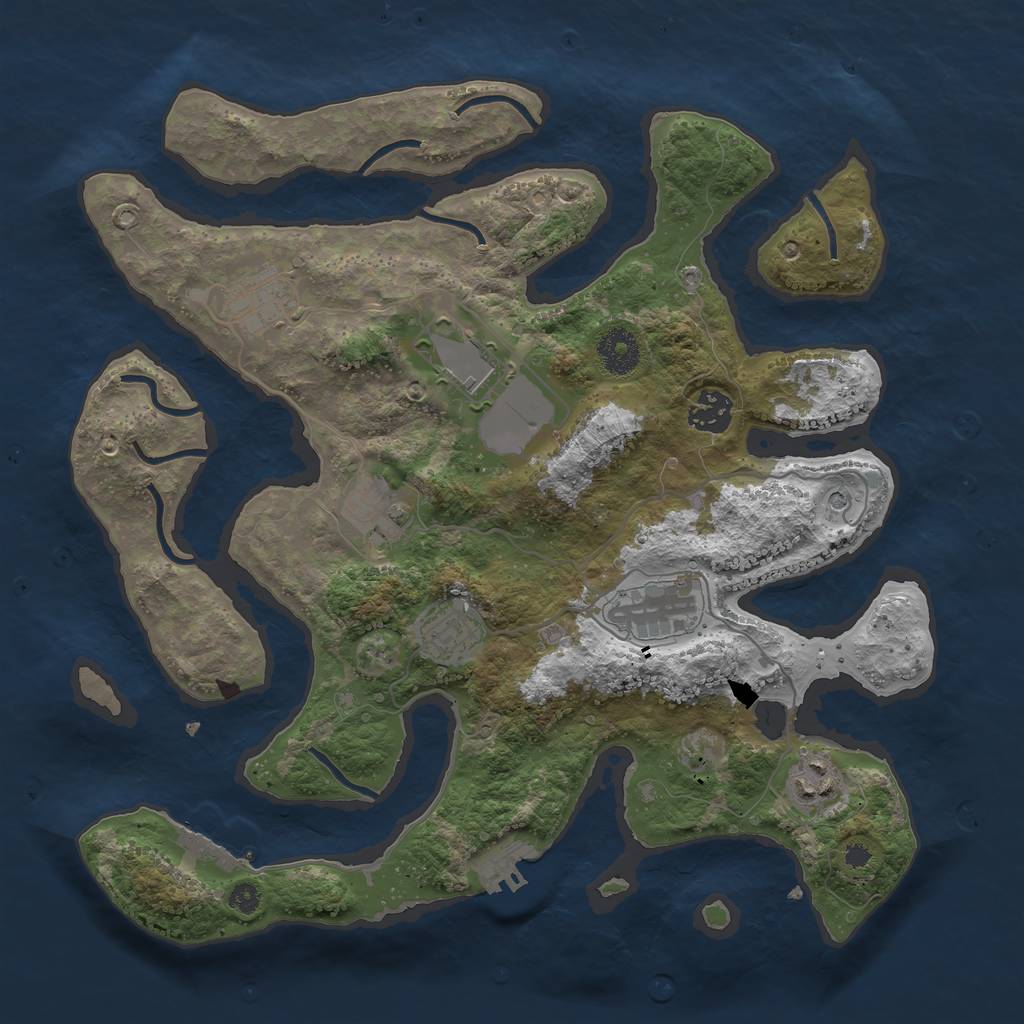 Rust Map: Procedural Map, Size: 3500, Seed: 230174438, 12 Monuments