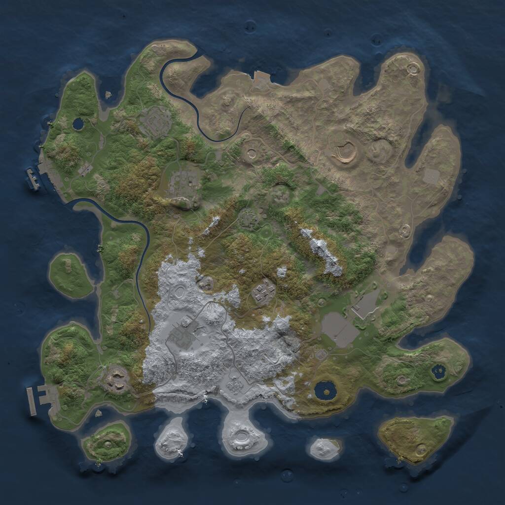Rust Map: Procedural Map, Size: 3600, Seed: 58218923, 13 Monuments