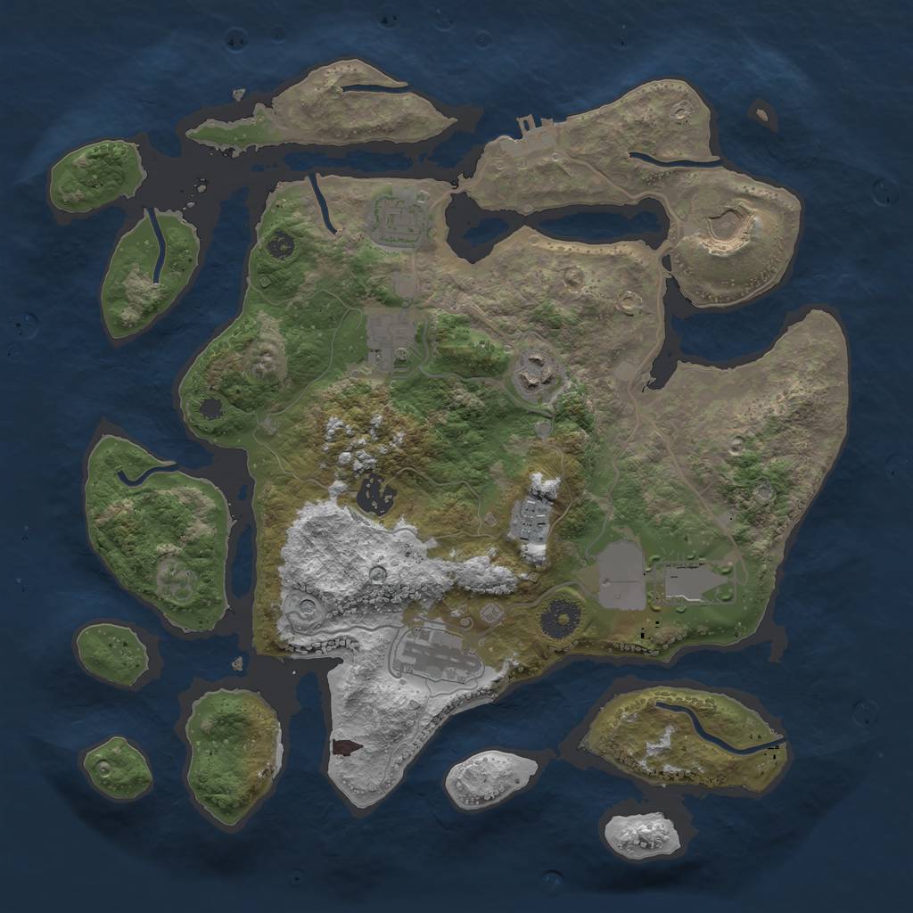 Rust Map: Procedural Map, Size: 3500, Seed: 1033, 12 Monuments