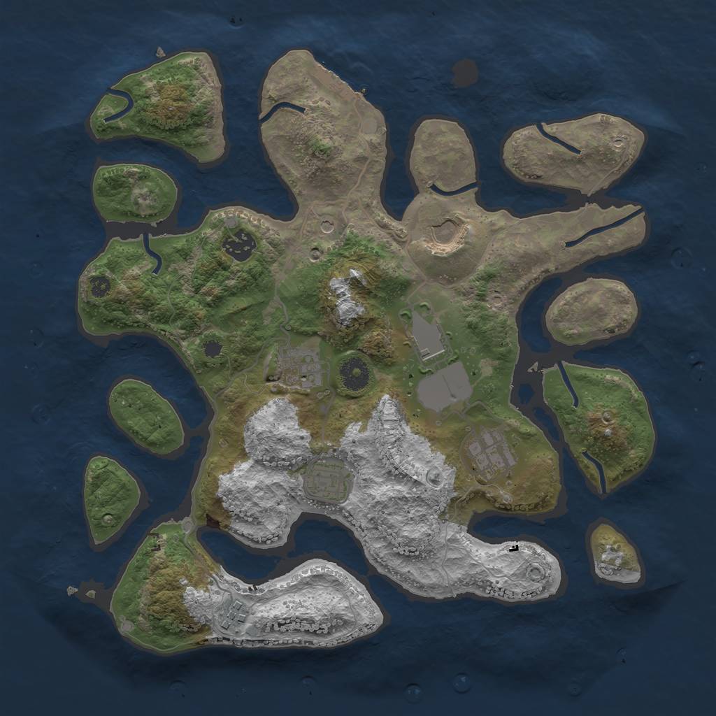 Rust Map: Procedural Map, Size: 3500, Seed: 8841, 11 Monuments