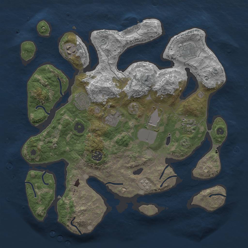 Rust Map: Procedural Map, Size: 3500, Seed: 67841, 12 Monuments