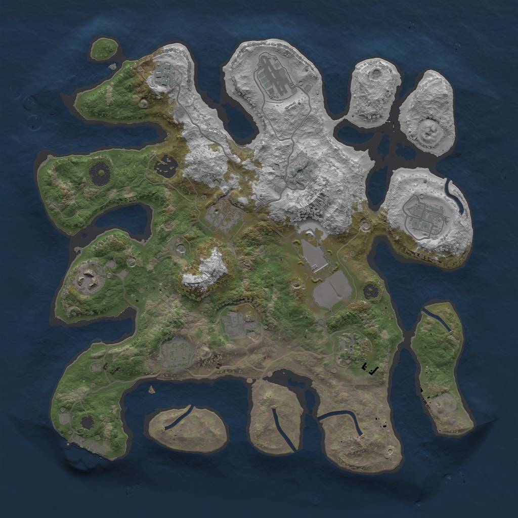 Rust Map: Procedural Map, Size: 3500, Seed: 84146, 14 Monuments