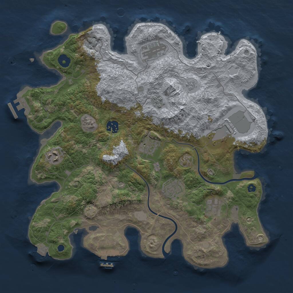 Rust Map: Procedural Map, Size: 3500, Seed: 84146, 14 Monuments