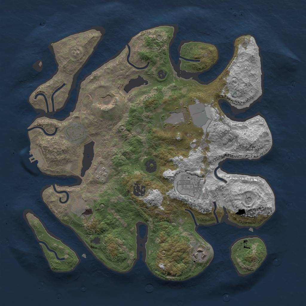 Rust Map: Procedural Map, Size: 3500, Seed: 84415, 12 Monuments