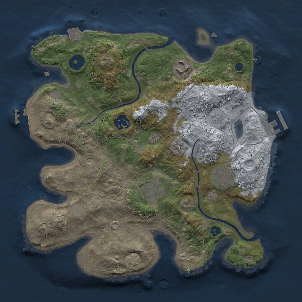 Rust Map: Procedural Map, Size: 3000, Seed: 2054165770, 11 Monuments