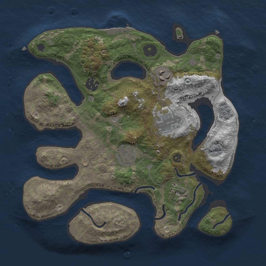 Rust Map: Procedural Map, Size: 3000, Seed: 2054165770, 10 Monuments