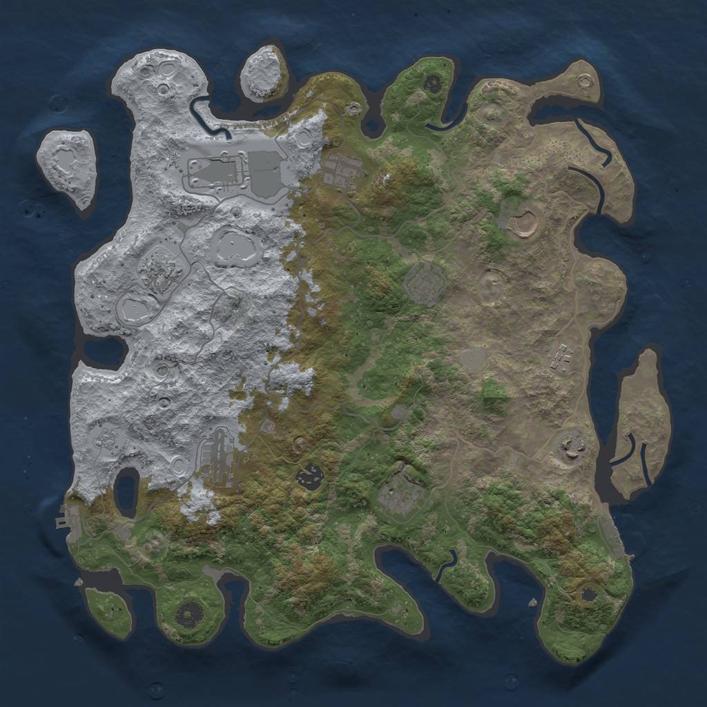 Rust Map: Procedural Map, Size: 4000, Seed: 1030337783, 17 Monuments