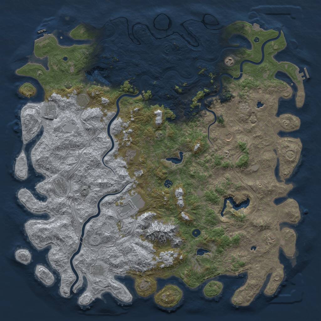 Rust Map: Procedural Map, Size: 6000, Seed: 752372, 17 Monuments