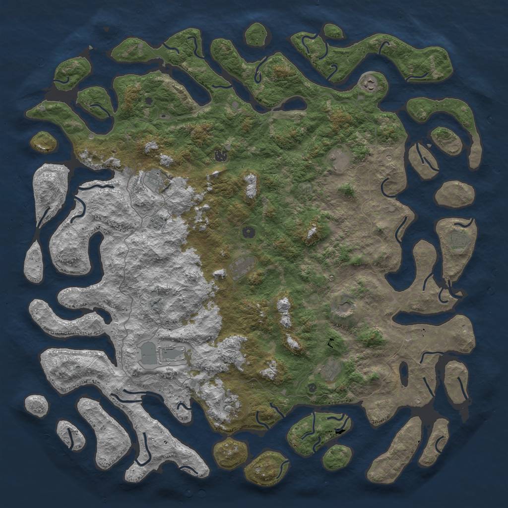 Rust Map: Procedural Map, Size: 6000, Seed: 752372, 14 Monuments