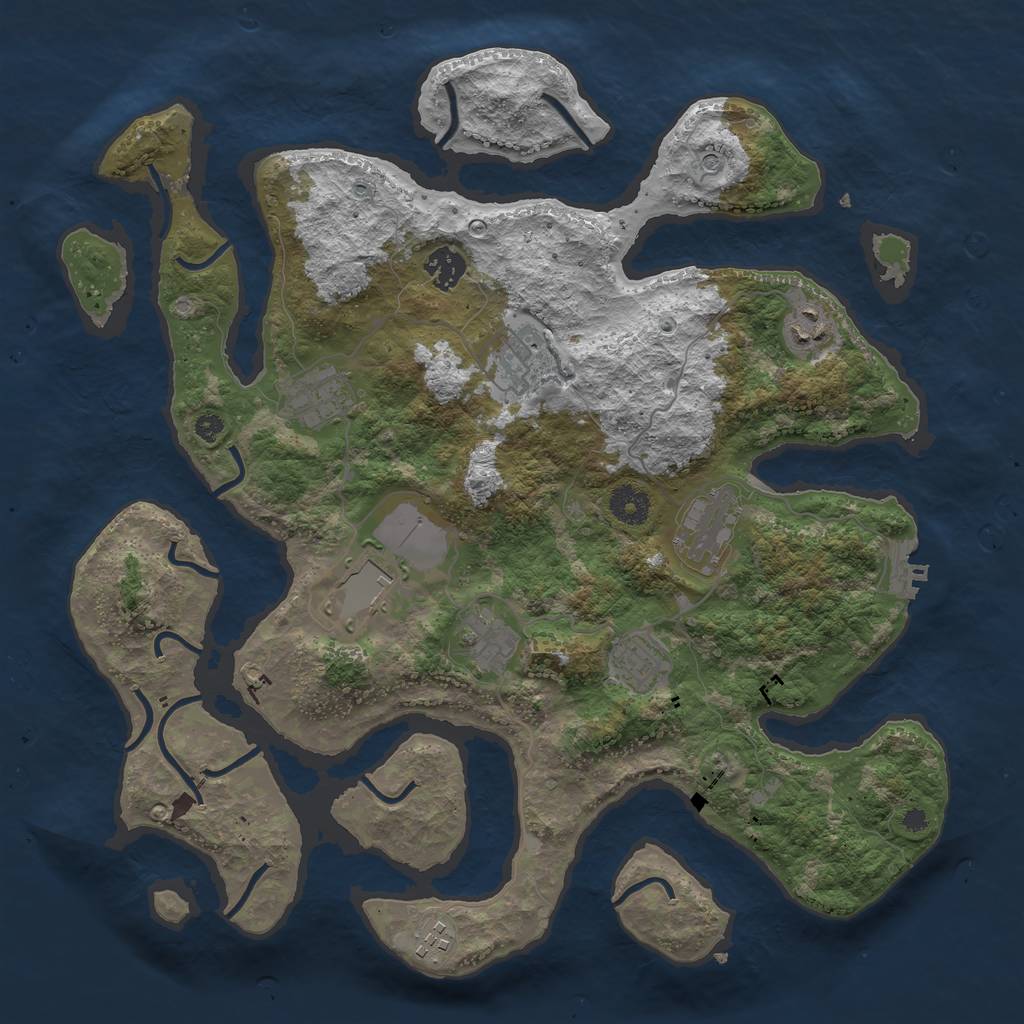 Rust Map: Procedural Map, Size: 3800, Seed: 250621, 13 Monuments