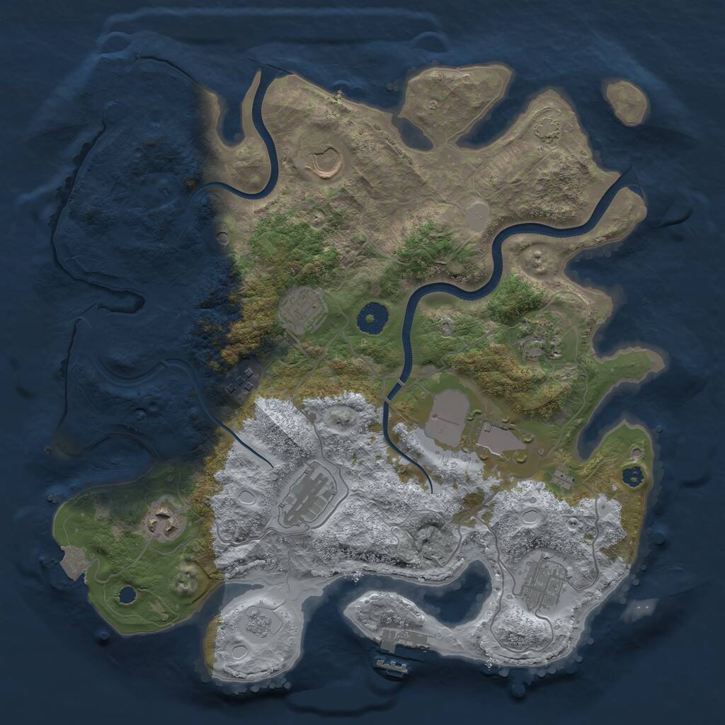 Rust Map: Procedural Map, Size: 3500, Seed: 129468763, 14 Monuments