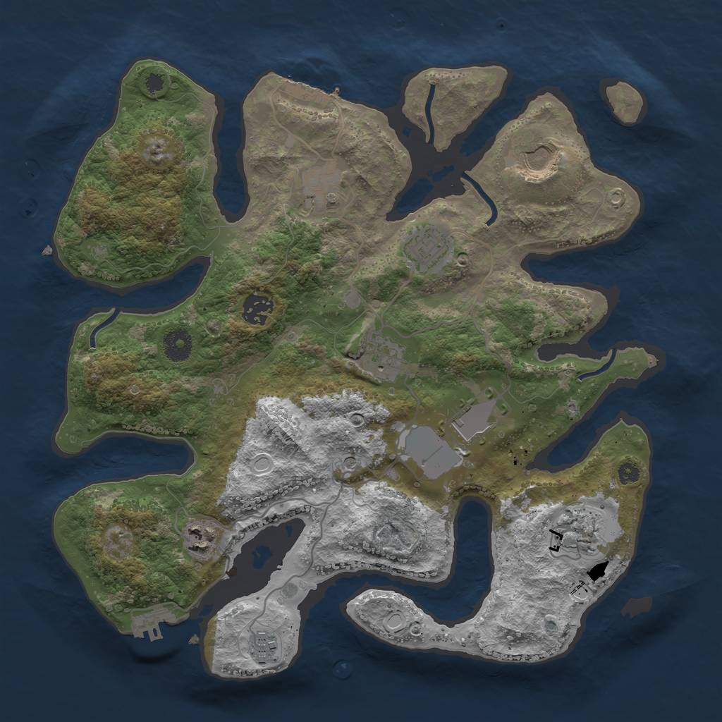 Rust Map: Procedural Map, Size: 3500, Seed: 129468763, 17 Monuments