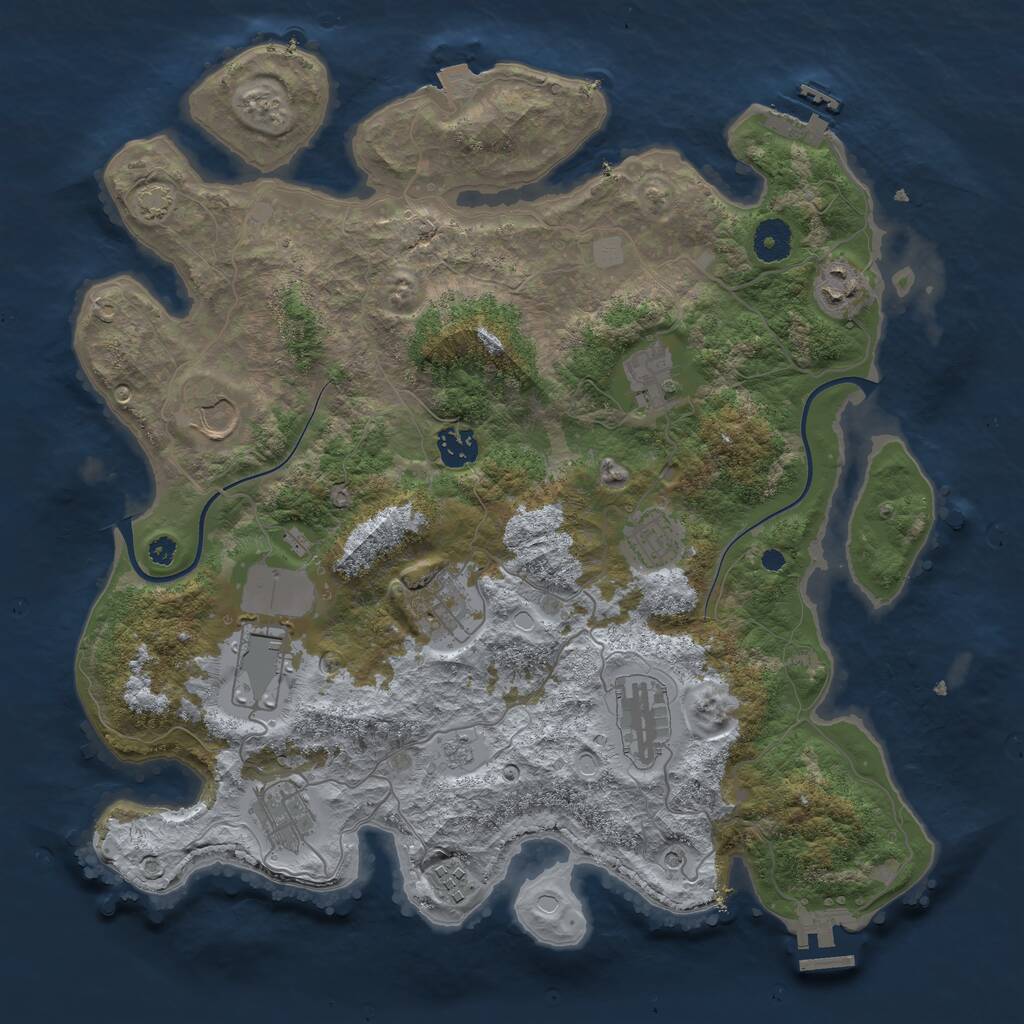 Rust Map: Procedural Map, Size: 3750, Seed: 7685321, 16 Monuments