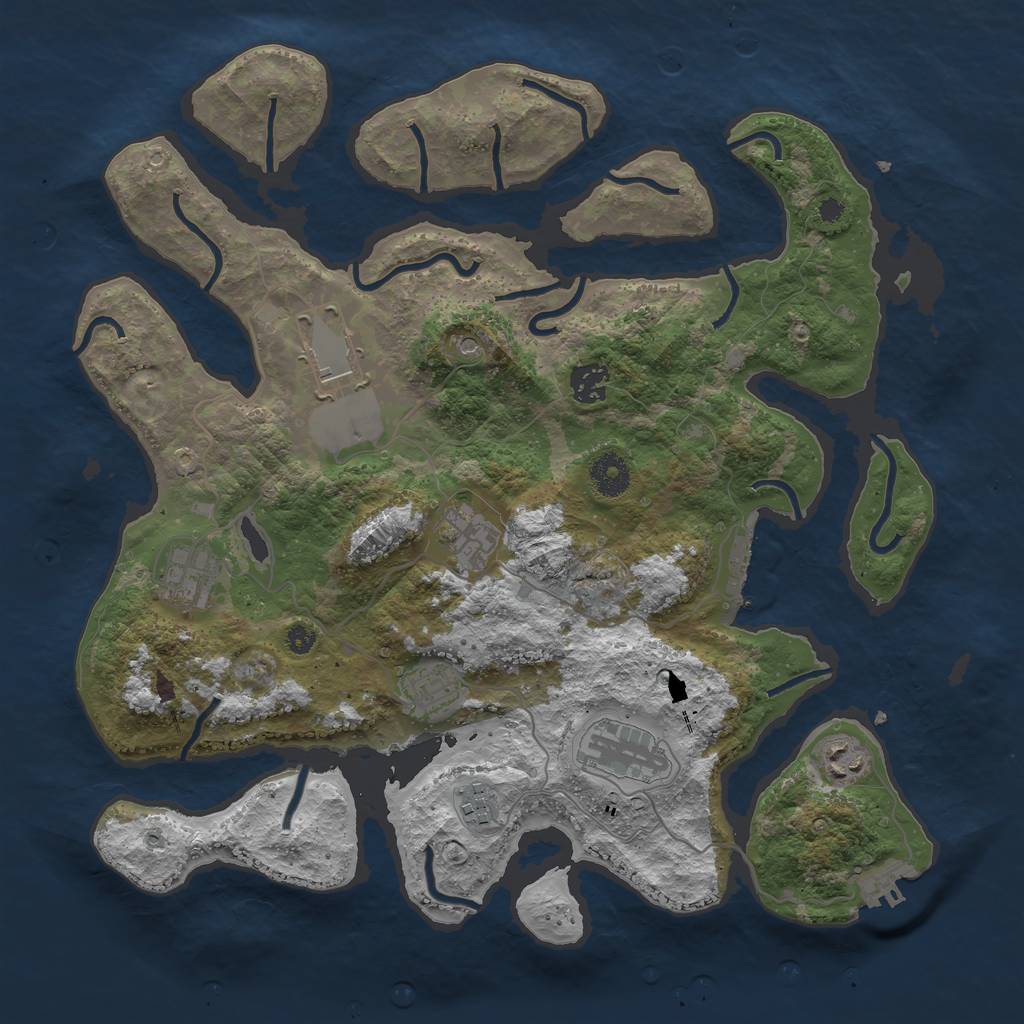 Rust Map: Procedural Map, Size: 3750, Seed: 7685321, 13 Monuments