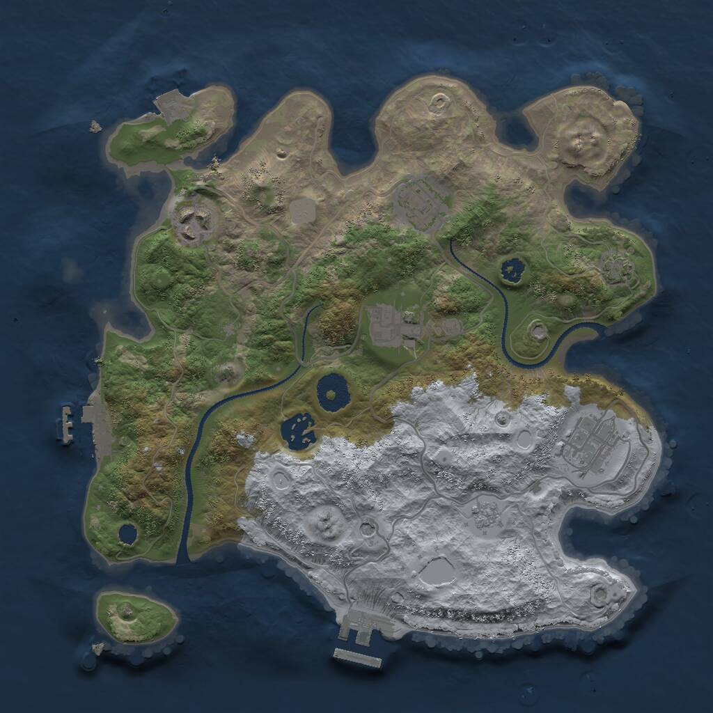 Rust Map: Procedural Map, Size: 3000, Seed: 880761375, 11 Monuments